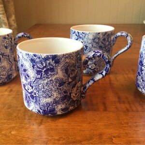 Set of 4 Laura Ashley CHINTZWARE  Mugs BLUE & WHITE Made inStaffordshire England